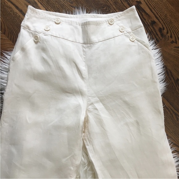 EUC Nine West  wide leg linen white sailor trousers size 10 - Picture 3 of 8